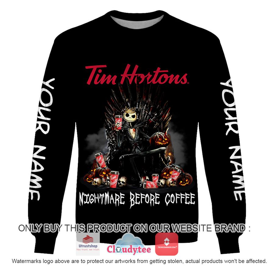 personalized tim hortons jack skellington nightmare before coffee hoodie shirt 4 34204
