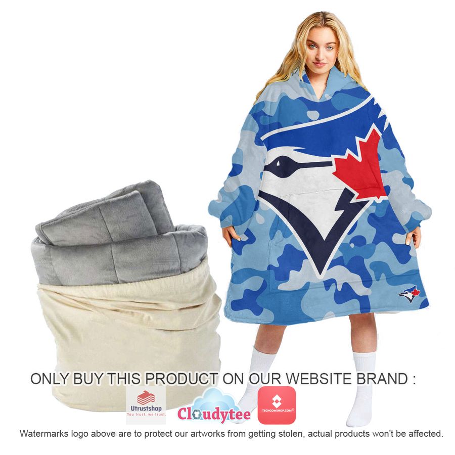 personalized toronto blue jays camo oodie blanket hoodie 1 23153