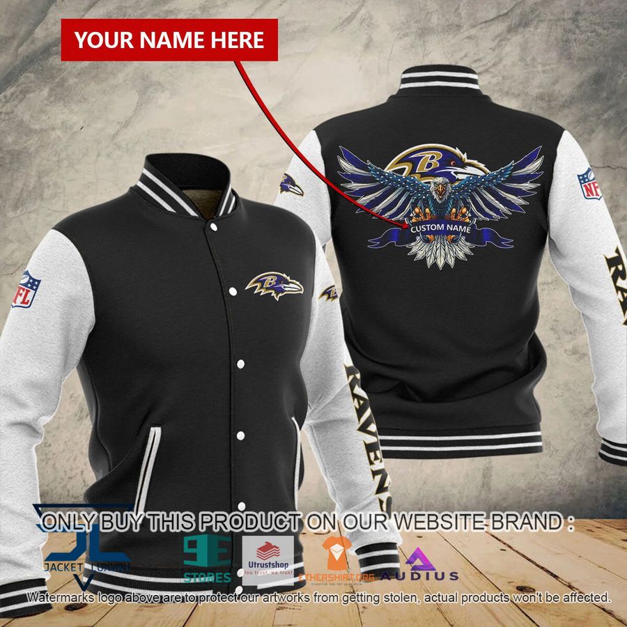personalized united states flag eagle baltimore ravens baseball jacket 1 89279