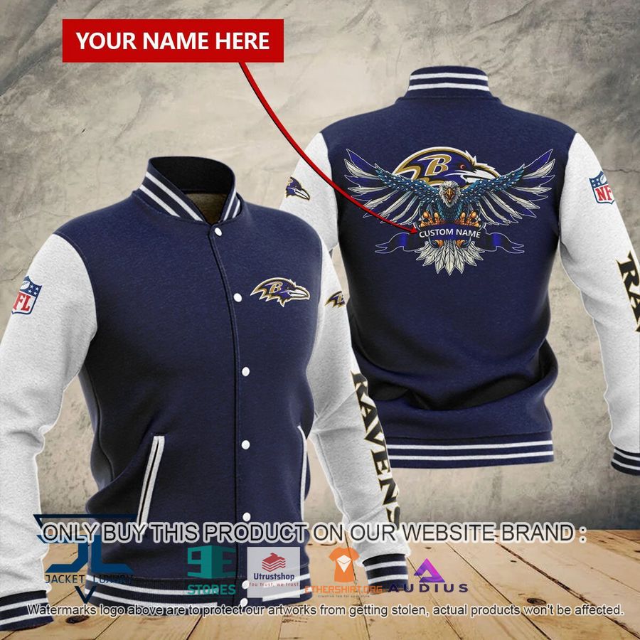 personalized united states flag eagle baltimore ravens baseball jacket 2 54956