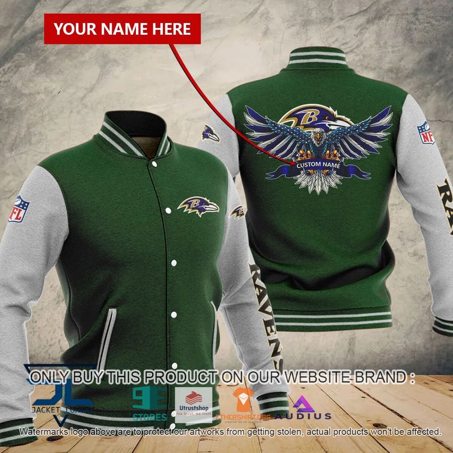 personalized united states flag eagle baltimore ravens baseball jacket 6 32175