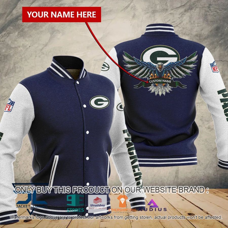 personalized united states flag eagle green bay packers baseball jacket 2 53990