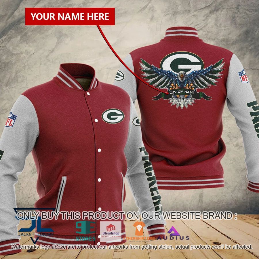 personalized united states flag eagle green bay packers baseball jacket 3 85906
