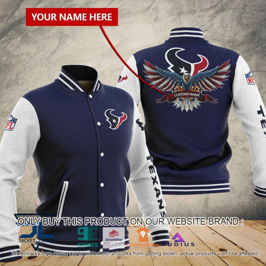 personalized united states flag eagle houston texans baseball jacket 2 48562