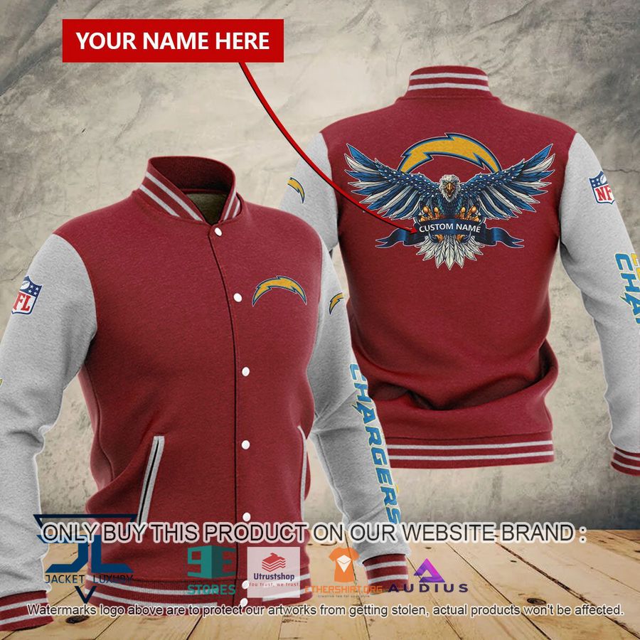 personalized united states flag eagle los angeles chargers baseball jacket 3 6041