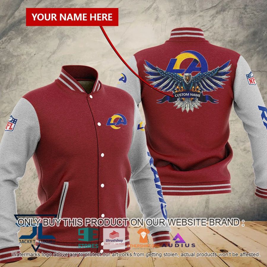 personalized united states flag eagle los angeles rams baseball jacket 3 39001