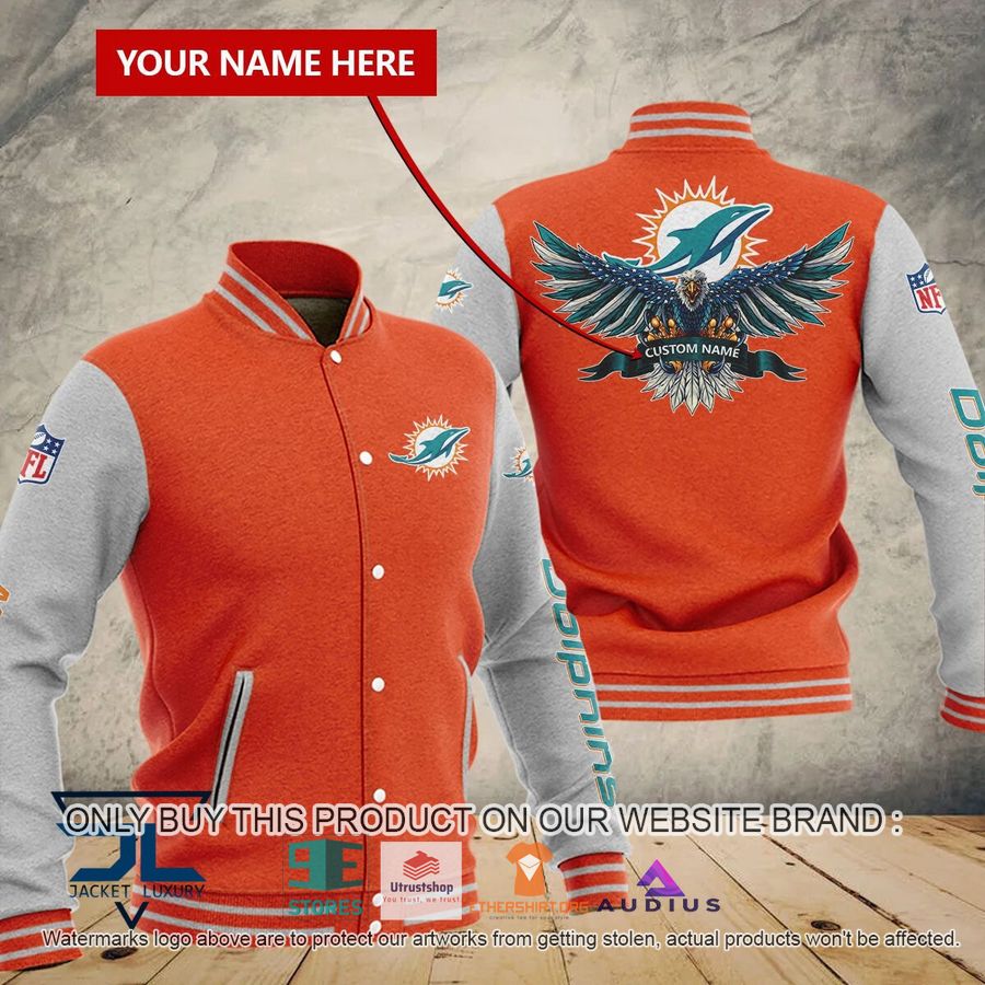 personalized united states flag eagle miami dolphins baseball jacket 4 33588