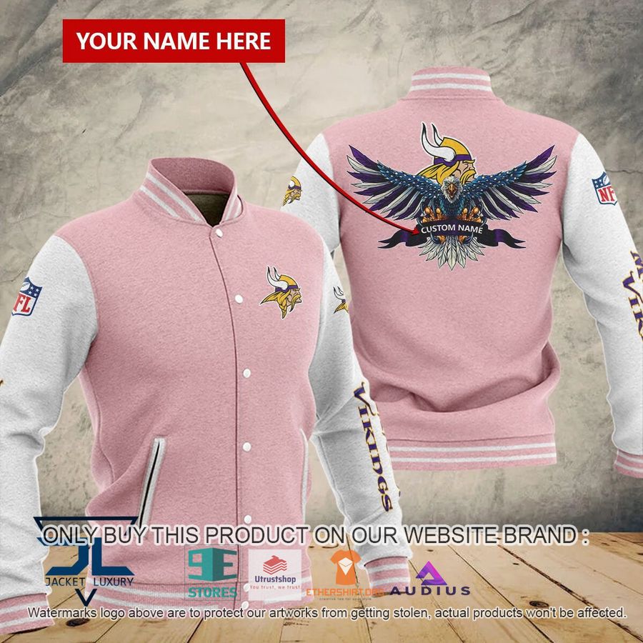 personalized united states flag eagle minnesota vikings baseball jacket 5 27748