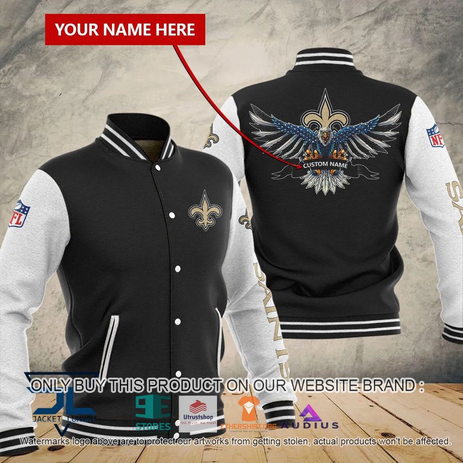 personalized united states flag eagle new orleans saints baseball jacket 1 56802