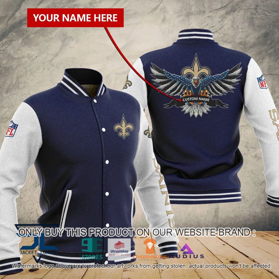 personalized united states flag eagle new orleans saints baseball jacket 2 74871