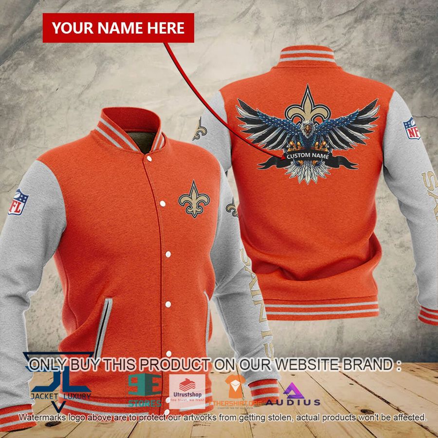 personalized united states flag eagle new orleans saints baseball jacket 4 37176