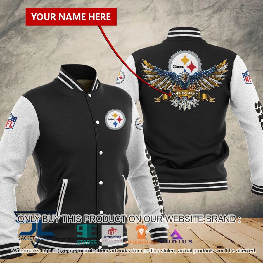 personalized united states flag eagle pittsburgh steelers baseball jacket 1 30008