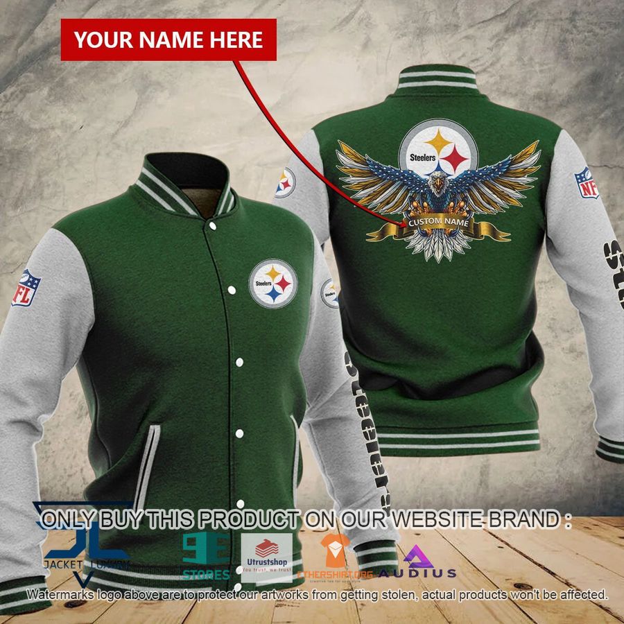 personalized united states flag eagle pittsburgh steelers baseball jacket 6 21049