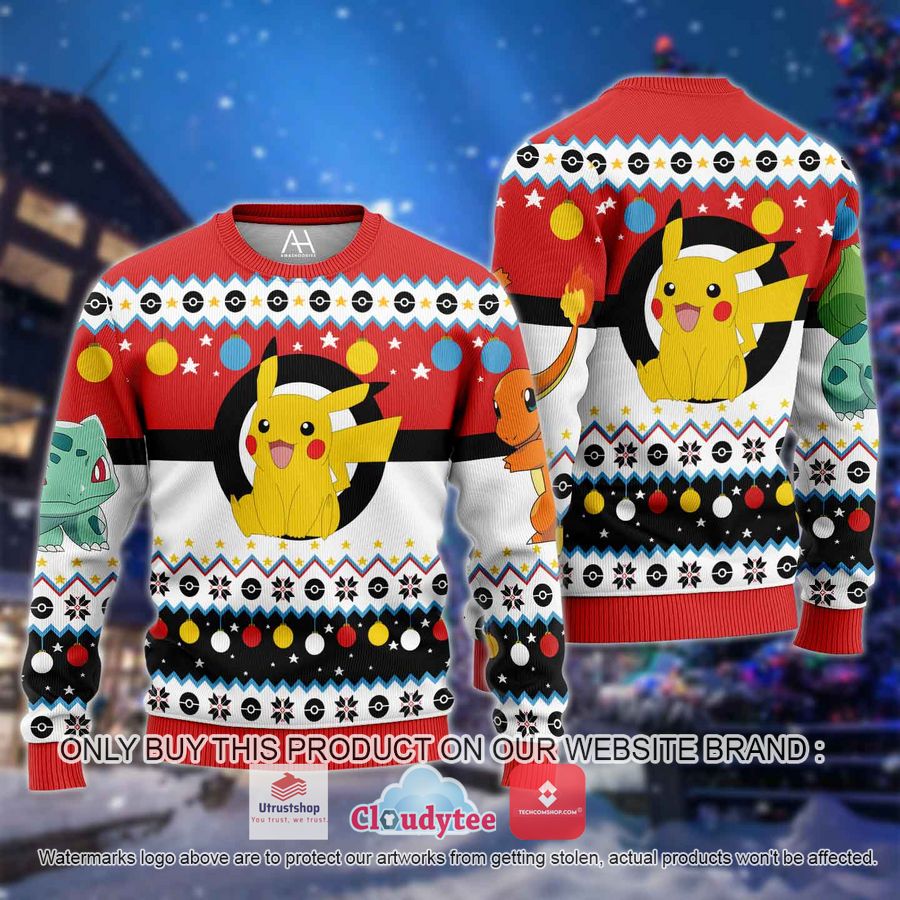 pokemon pikachu christmas all over printed shirt hoodie 1 15132