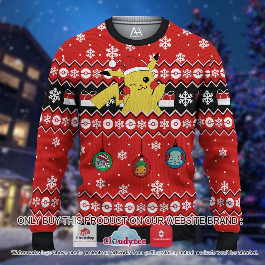 pokemon red christmas all over printed shirt hoodie 1 36589