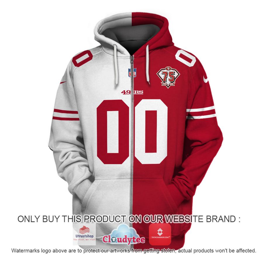 san francisco 49ers nfl custom name and number red white hoodie shirt 2 95371