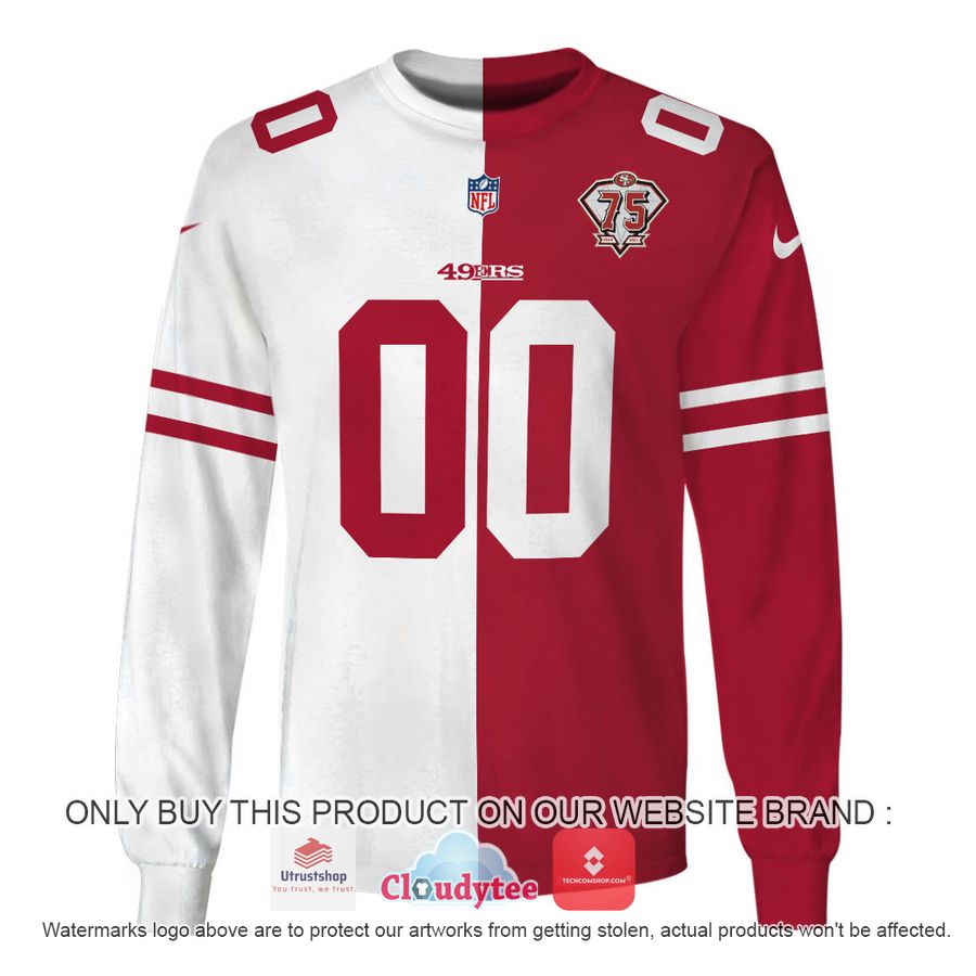 san francisco 49ers nfl custom name and number red white hoodie shirt 3 90326