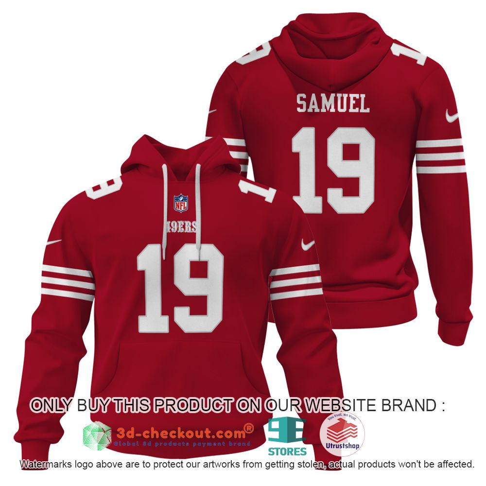 san francisco 49ers nfl deebo samuel red 3d shirt hoodie 2 75189
