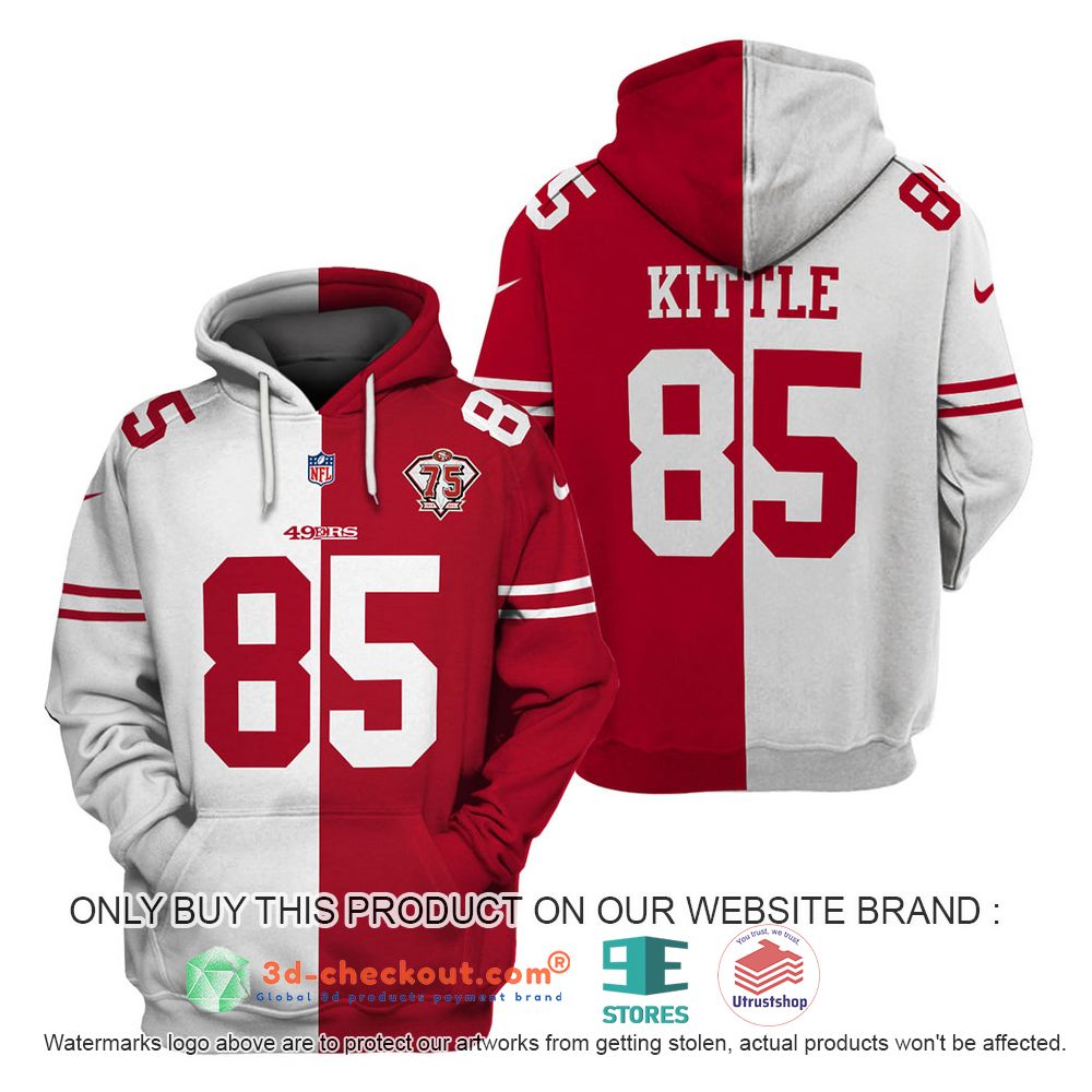 san francisco 49ers nfl george kittle red white 3d shirt hoodie 2 14982