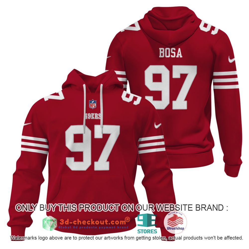 san francisco 49ers nfl nick bosa orange red 3d shirt hoodie 2 41905