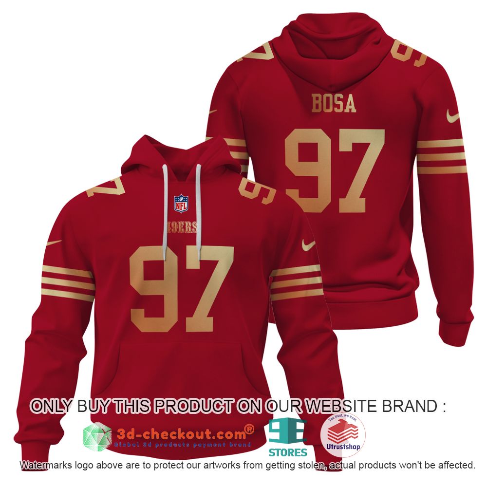 san francisco 49ers nfl nick bosa red 3d shirt hoodie 2 27382