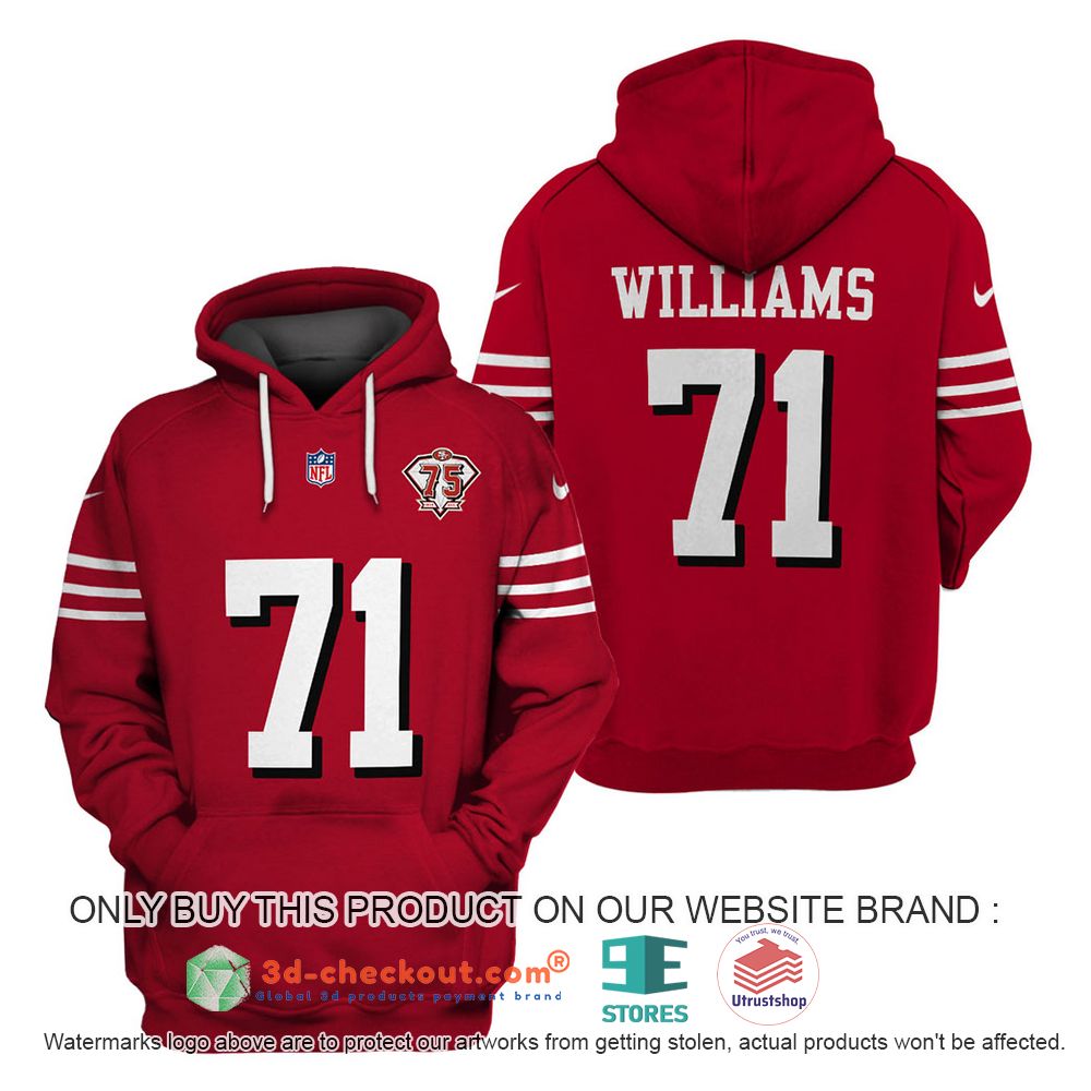 san francisco 49ers nfl trent williams red 3d shirt hoodie 2 73848