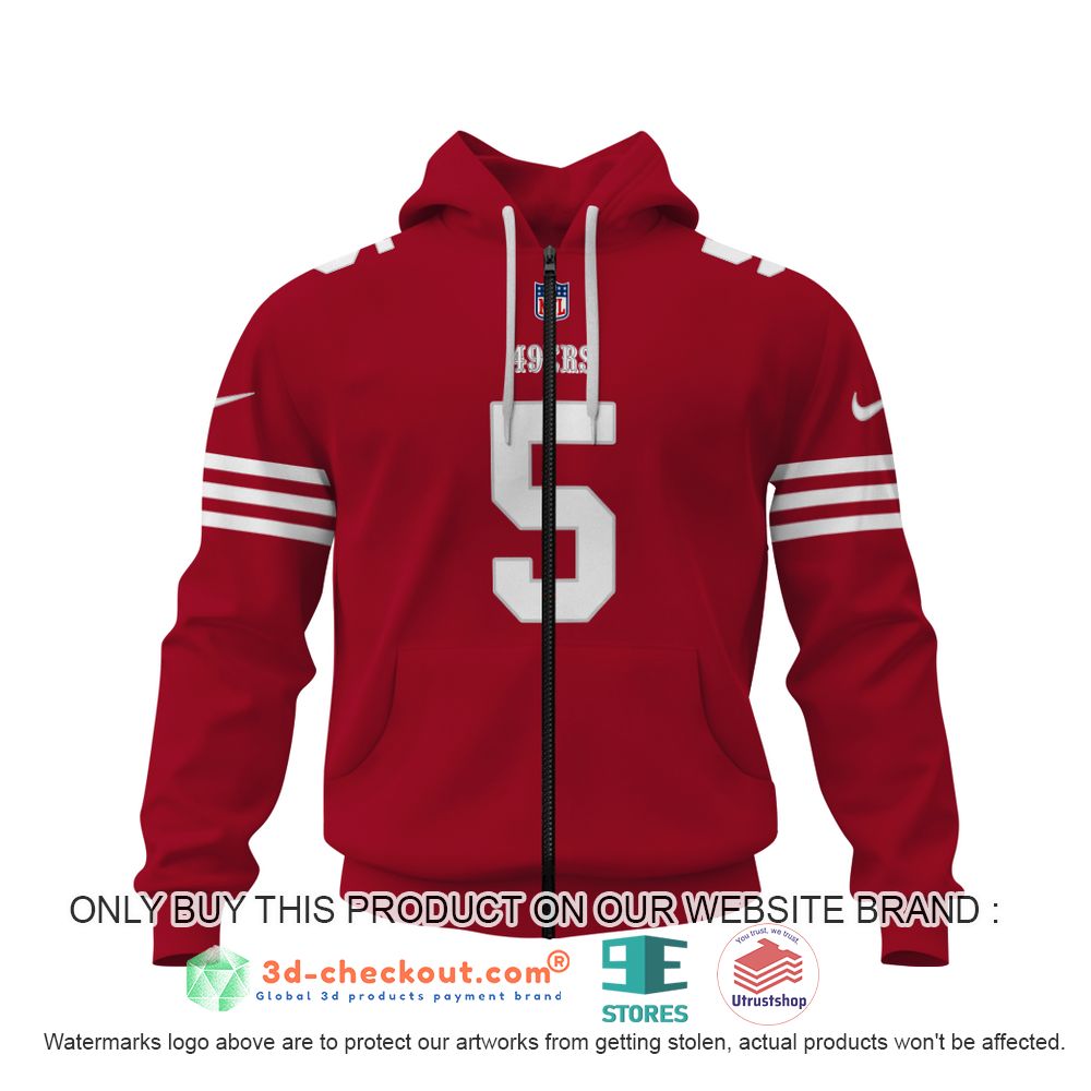 san francisco 49ers nfl trey lance red 3d shirt hoodie 1 10019