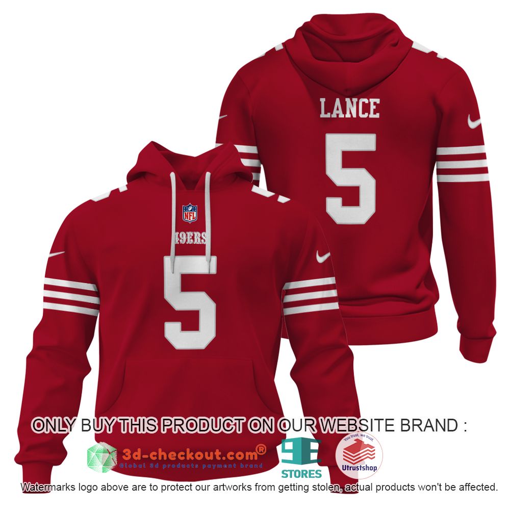 san francisco 49ers nfl trey lance red 3d shirt hoodie 2 69918