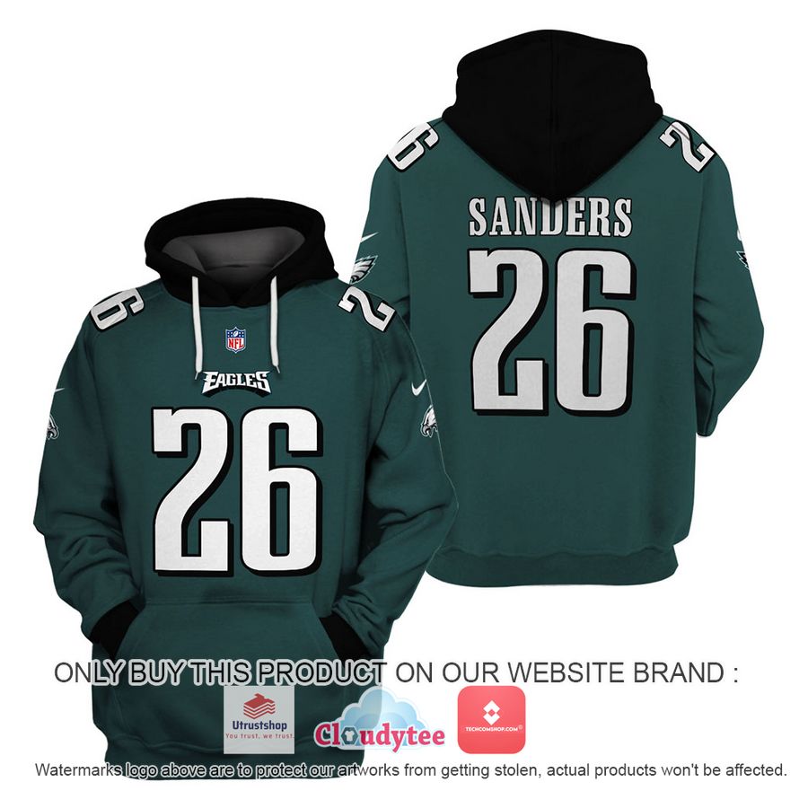 sanders 26 philadelphia eagles nfl green hoodie shirt 1 5373