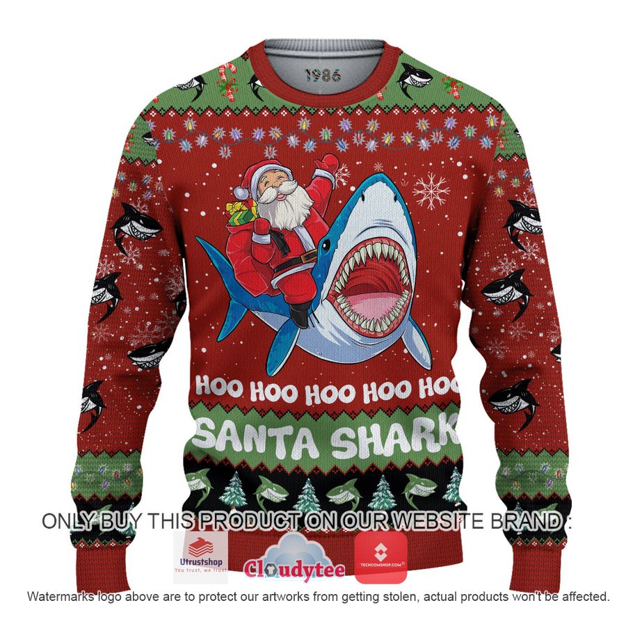 santa shark hoo hoo hoo christmas all over printed shirt hoodie 1 57239