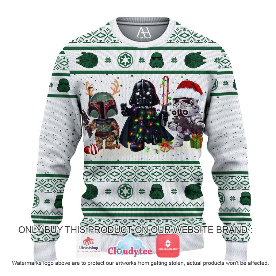 star wars darth vader boba fett stormtrooper cartoon white christmas all over printed shirt hoodie 1 64277