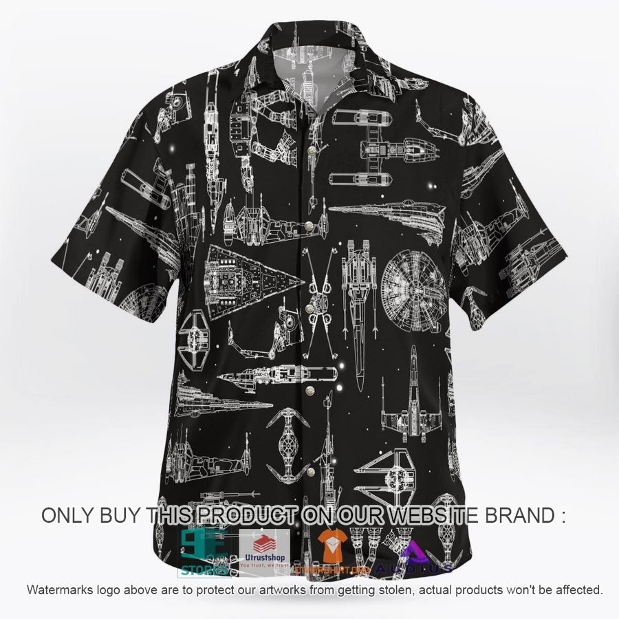 star wars ship pattern black hawaii shirt shorts 1 29641