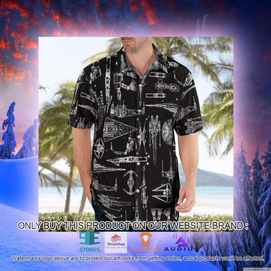 star wars ship pattern black hawaii shirt shorts 10 95867