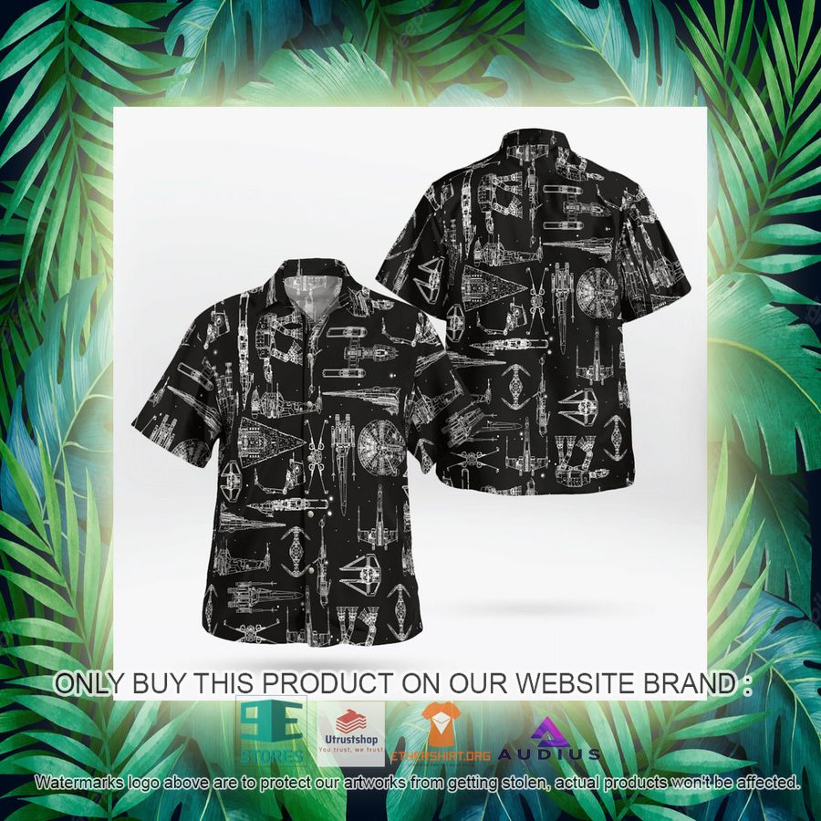star wars ship pattern black hawaii shirt shorts 14 32353