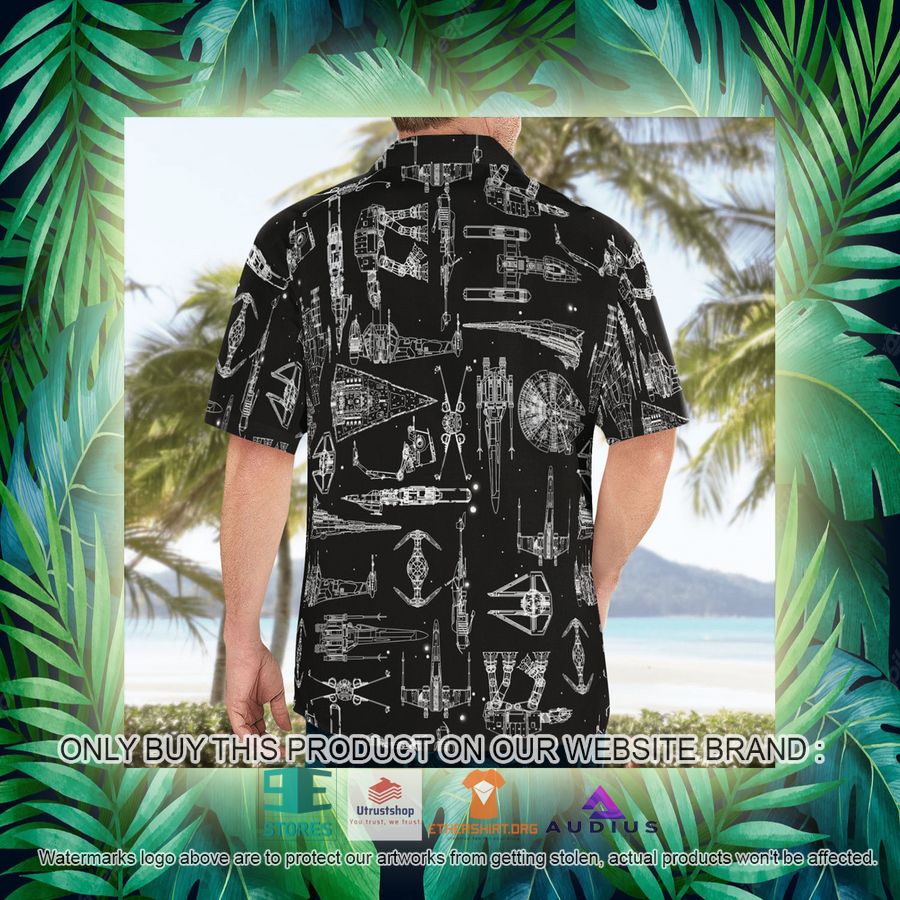 star wars ship pattern black hawaii shirt shorts 15 8258