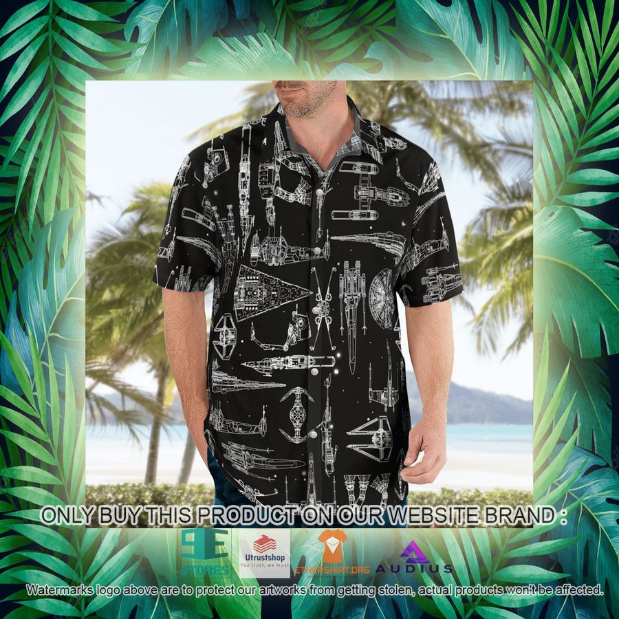 star wars ship pattern black hawaii shirt shorts 16 34256