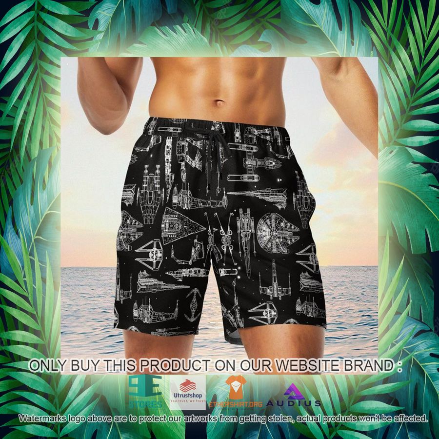 star wars ship pattern black hawaii shirt shorts 17 59118