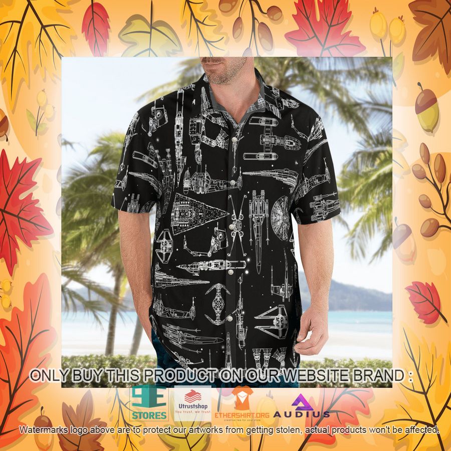 star wars ship pattern black hawaii shirt shorts 22 43203