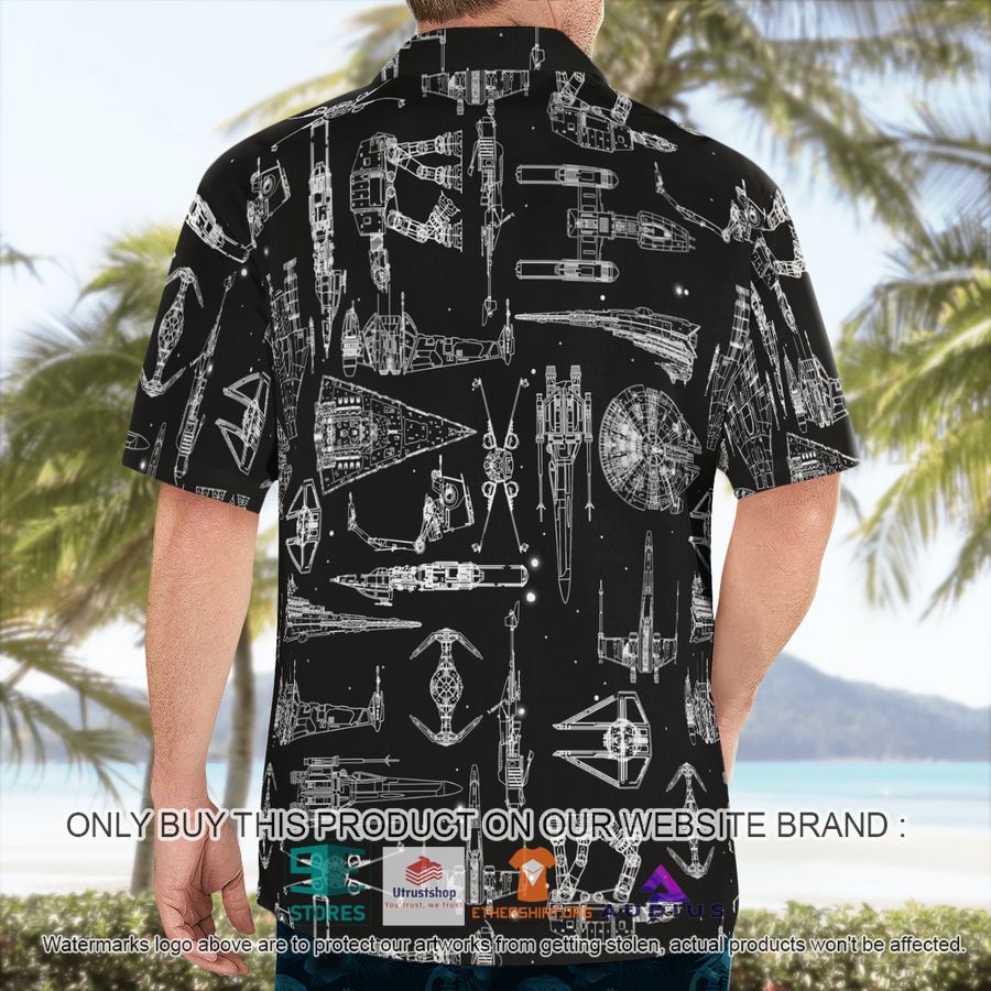 star wars ship pattern black hawaii shirt shorts 3 35329
