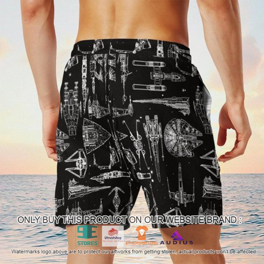 star wars ship pattern black hawaii shirt shorts 6 65762