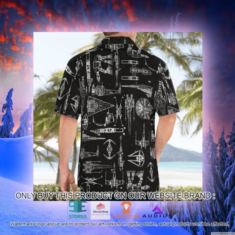star wars ship pattern black hawaii shirt shorts 9 97184