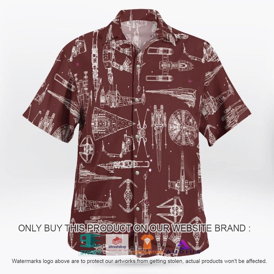 star wars ship pattern brown hawaii shirt shorts 1 93124