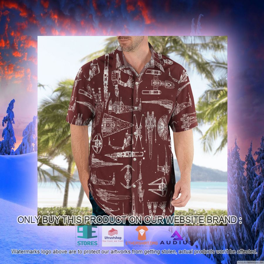star wars ship pattern brown hawaii shirt shorts 10 90155