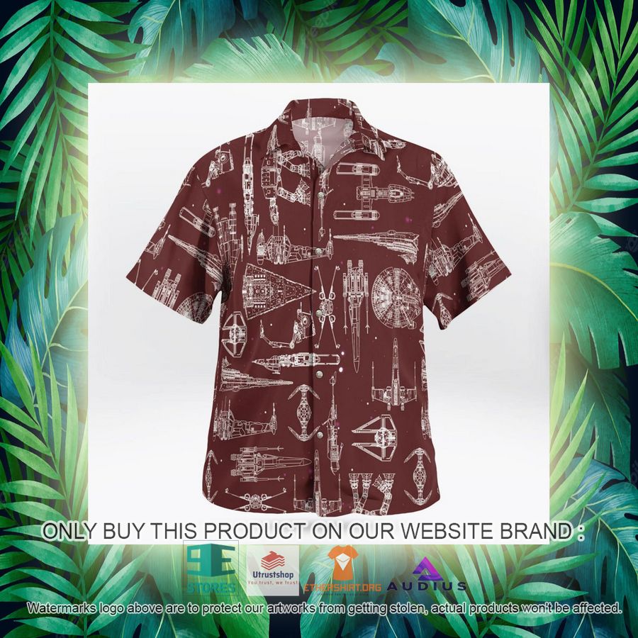 star wars ship pattern brown hawaii shirt shorts 13 32956