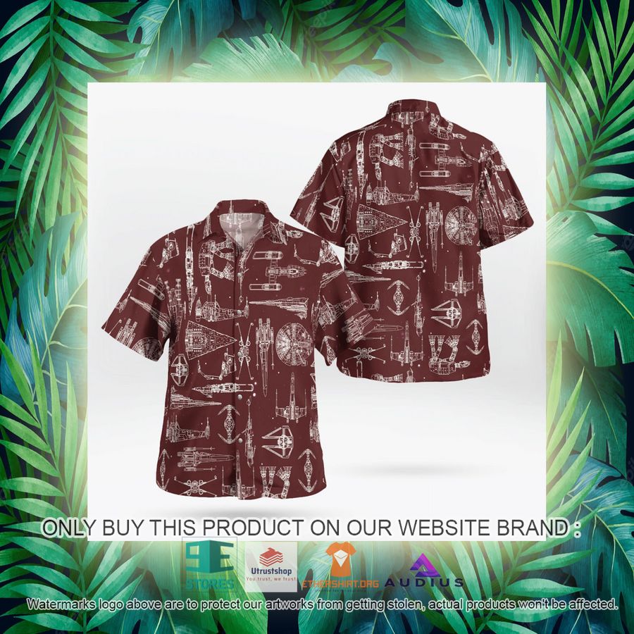 star wars ship pattern brown hawaii shirt shorts 14 2528