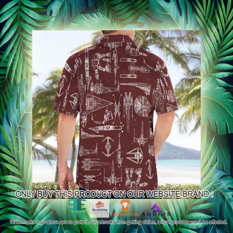 star wars ship pattern brown hawaii shirt shorts 15 75439
