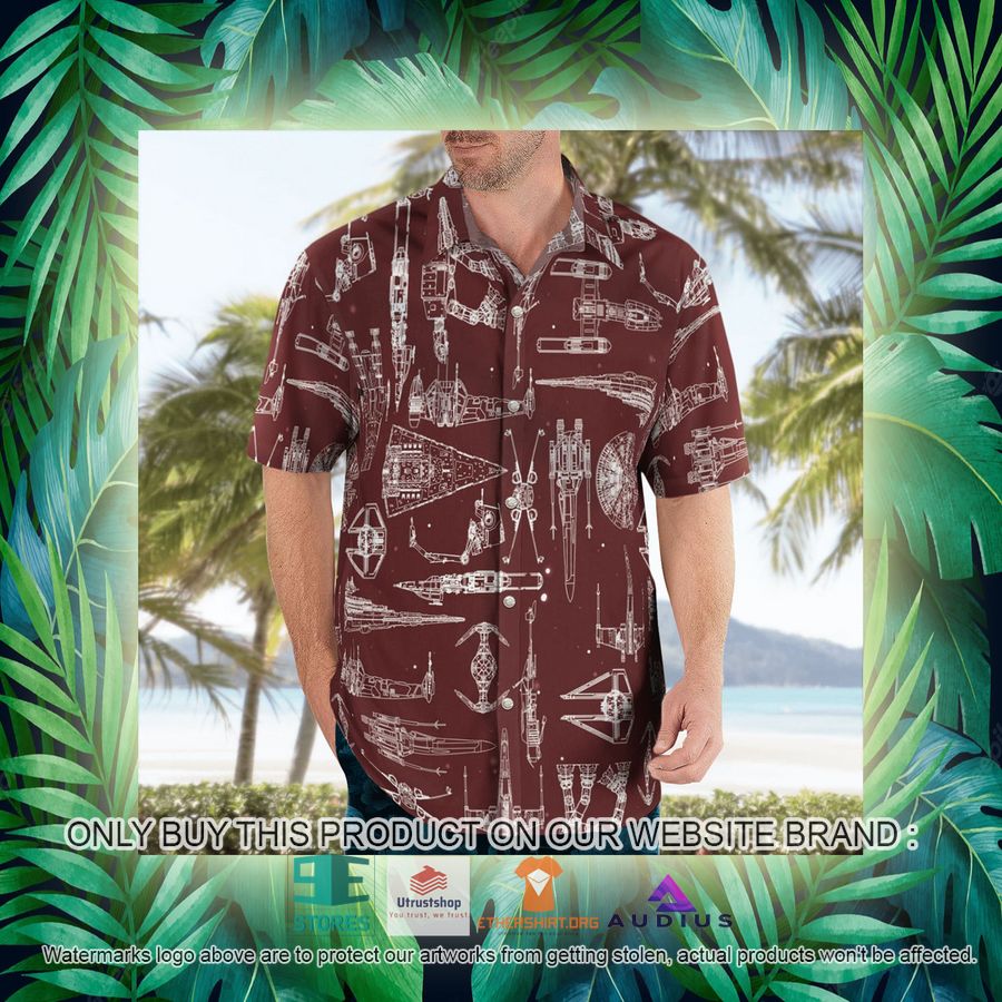 star wars ship pattern brown hawaii shirt shorts 16 66745