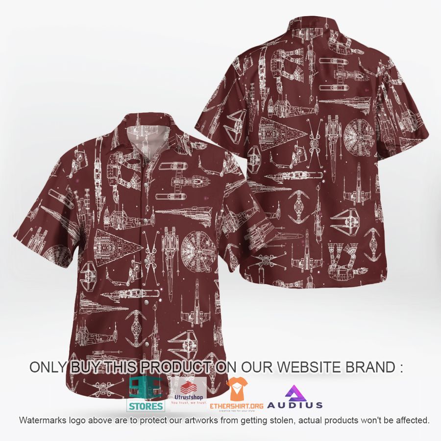 star wars ship pattern brown hawaii shirt shorts 2 15229