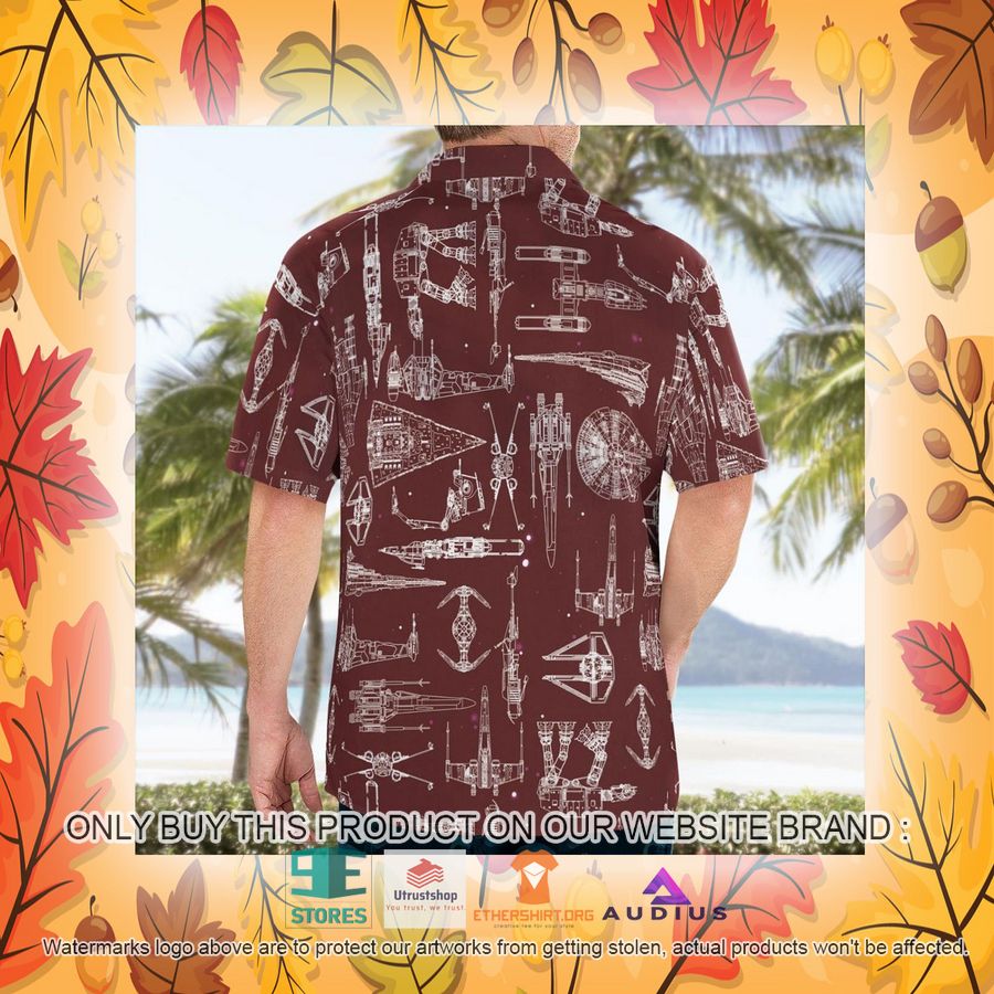 star wars ship pattern brown hawaii shirt shorts 21 92563