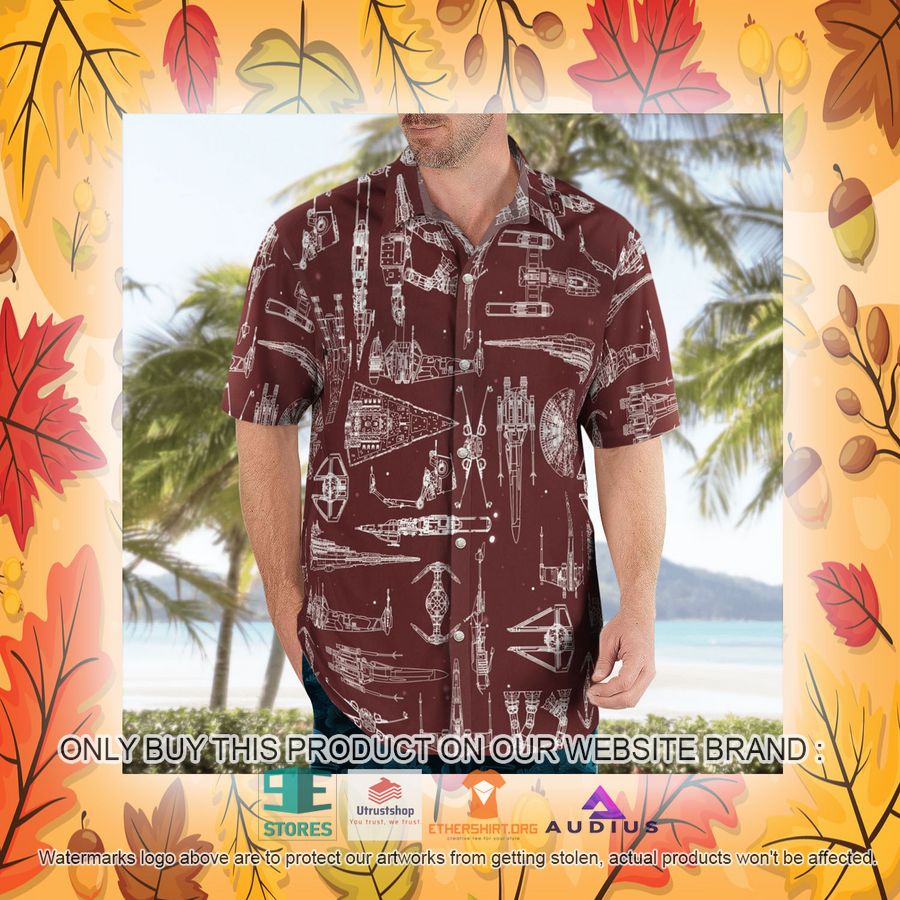 star wars ship pattern brown hawaii shirt shorts 22 31608